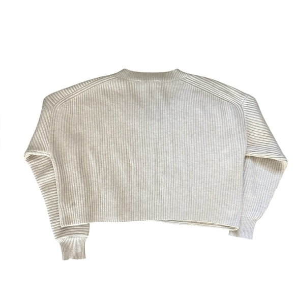 French Connection Cream Ribbed V-Neck Sweater - Picture 2 of 4